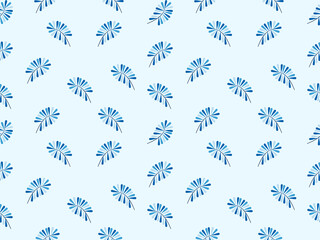 Flower cartoon character seamless pattern on blue background.Pixel style