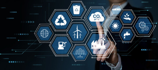 Reduce CO2 emission concept. Renewable energy-based green businesses can limit climate change and...