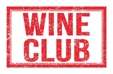 WINE CLUB, words on red rectangle stamp sign