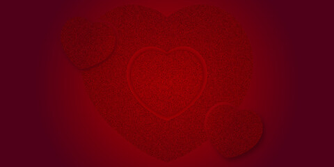 Heart Shape Paper Cut-out Vector Design. Card with many hearts for Mother's Day, Valentine's Day, wedding and much more Vector illustration on red background. love greeting cards for dear lovers.