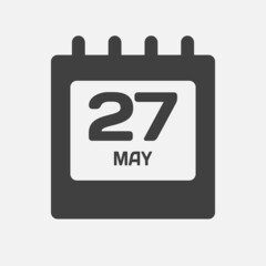 Icon day date 27 May, template calendar page
