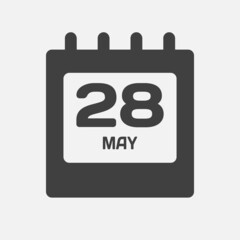 Icon day date 28 May, template calendar page