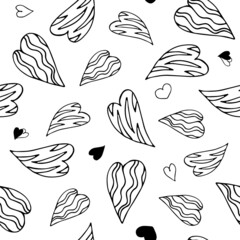 Seamless pattern with hearts. Illustration of hearts with a picture for Valentine s Day