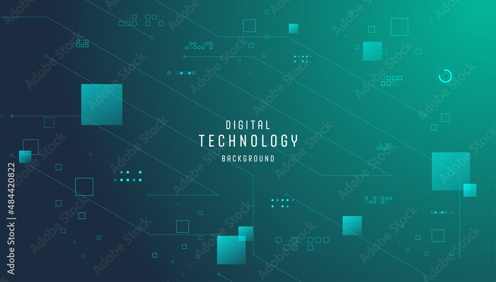 Poster technology connection digital data abstract background. simple futuristic modern green background.