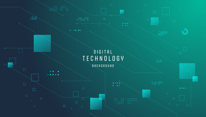 Technology connection digital data abstract background. Simple futuristic modern green background.