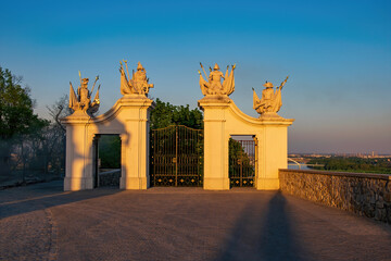 Fototapeta premium Leopold Gate of Bratislava Castle, Slovakia in sunset light
