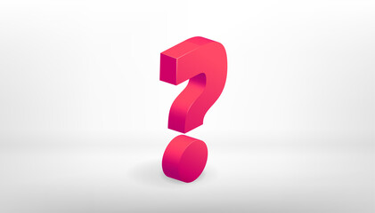 Red 3D question mark on white background.