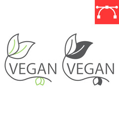 Obraz premium Vegan line and glyph icon, healthy and eco friendly, vegetarian vector icon, vector graphics, editable stroke outline sign, eps 10.