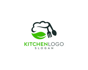 Kitchen logo design, spoon, leaf logo design, kitchen fork spoon vector logo design