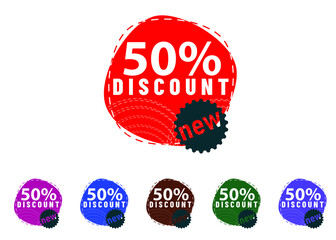 50 percent discount new offer logo and icon design