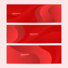 Set of modern Wave red abstract banner design background. Abstract red banner background with 3d overlap layer and wave shapes