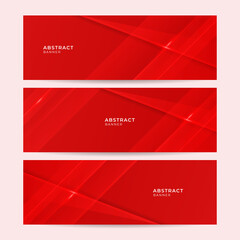 Set of modern transparant red abstract banner design background. Abstract red banner background with 3d overlap layer and wave shapes