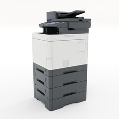 Multi-function printer scanner. Isolated Office professional technology. 3D illustration.