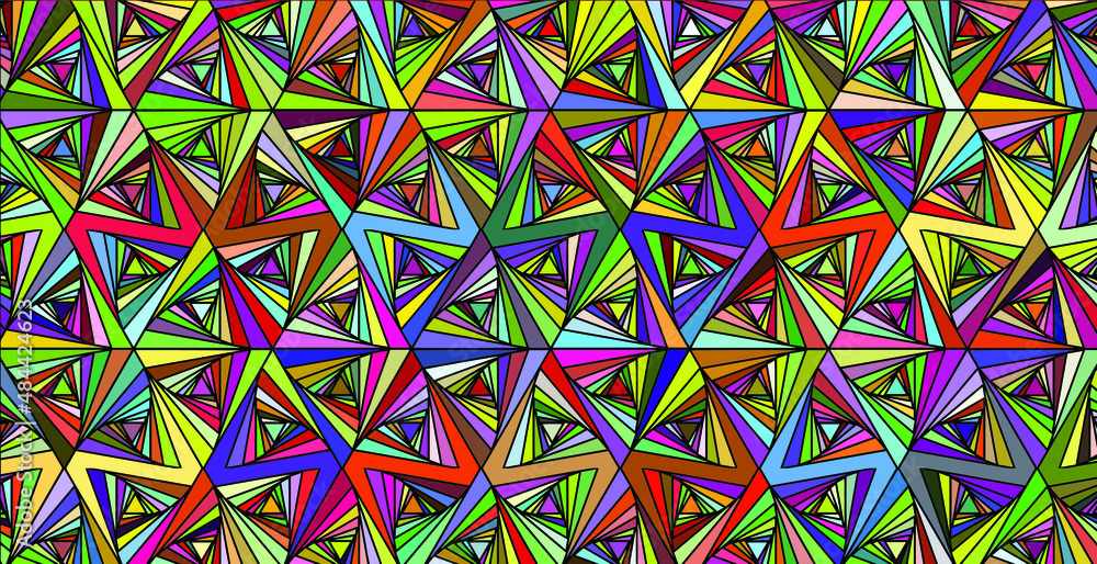 Poster multi-colored triangles are grouped and create an interesting texture. low poly abstract bright back