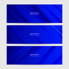 Set of modern Geometric line blue abstract banner design background
