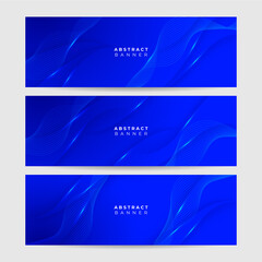 Set of modern Wave blue abstract banner design background