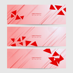 Set of Triangle Geometric fluid red abstract banner design background