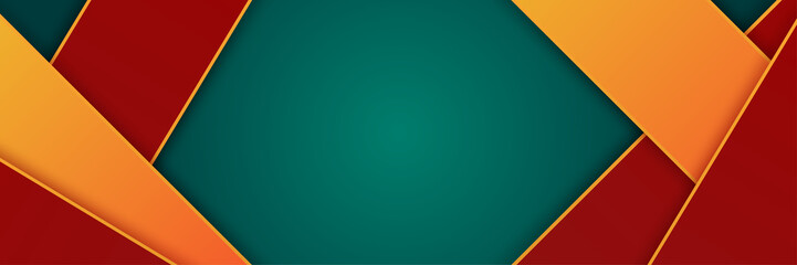 modern Geometric block orange red green abstract banner design background. Modern dark green banner vector background. Dark green color.