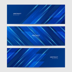 Set of modern transparant blue abstract banner design background
