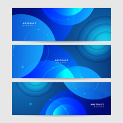 Fototapeta premium Set of overlap memphis geometric blue abstract banner design background