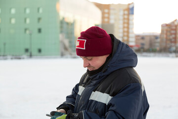 Portrait of a man with a phone