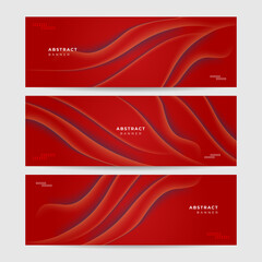 Set of modern Wave red abstract banner design background