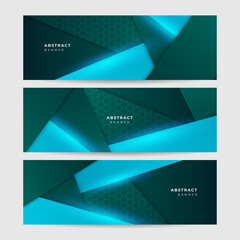Fototapeta premium Set of modern gradient shape green blue abstract banner design background