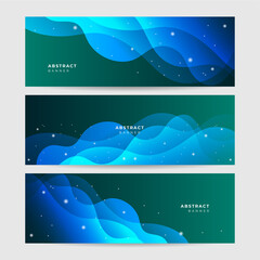 Set of modern transparant Wave green abstract banner design background
