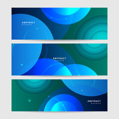 Set of modern gradient shape green blue abstract banner design background