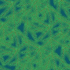 Fluffy branches of a Christmas tree. Green coniferous background. New Year seamless pattern.The texture is large for fabric, packaging, wallpaper. Vector.
