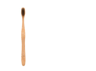 bamboo toothbrush isolated on white background with free copy space, flat lay, plastic free, zera waste concept