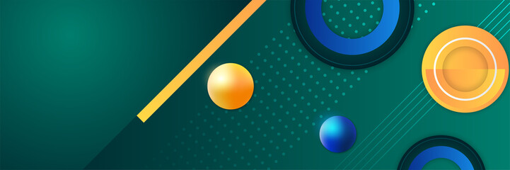 memphis geometric green colorful abstract banner design background