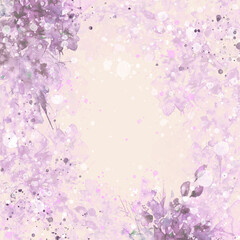 Fototapeta na wymiar Watercolor garden flowers. Violet, forget-me-not, flower of the field. For your postcard, site, invitation, design. Vintage art drawing. Abstract splash of paint.Abstract floral background with snow. 