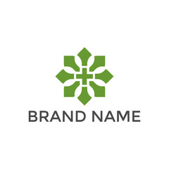 Healthcare Medical Logo. Cross and leaf  Logo Design Template