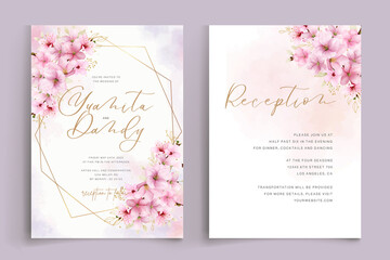 Fototapeta na wymiar cherry blossom invitation card template