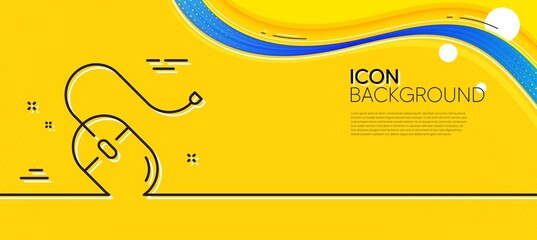 Mouse line icon. Abstract yellow background. Computer component device sign. Minimal computer mouse line icon. Wave banner concept. Vector
