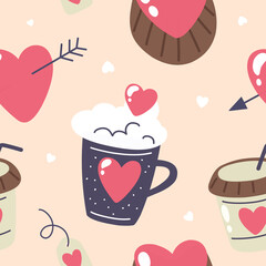 Seamless pattern for Valentine's Day. Abstract modern trendy vector graphic.