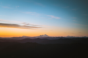 Mount Baker in the north cascades at sunset