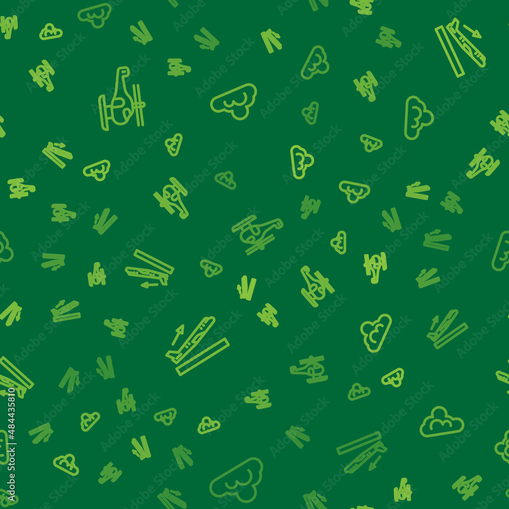 Poster set line helicopter, plane takeoff and cloud weather on seamless pattern. vector