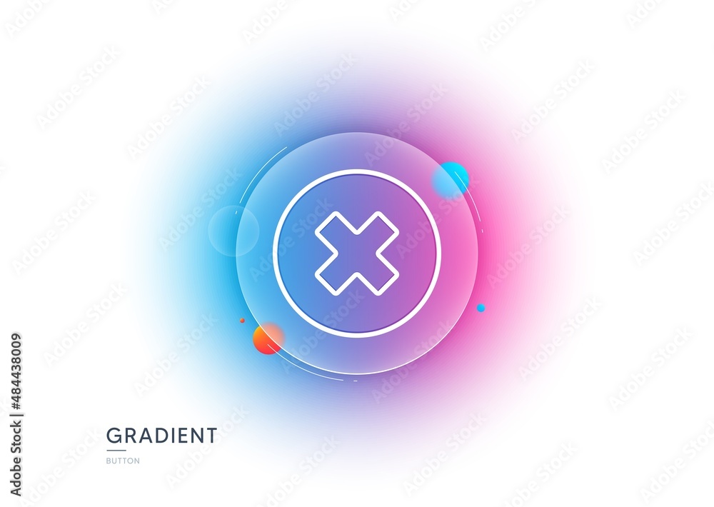 Poster delete line icon. gradient blur button with glassmorphism. remove sign. cancel or close symbol. tran
