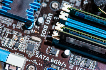 Computer motherboard close up