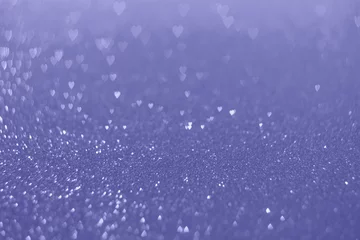 Photo sur Plexiglas Pantone 2022 very peri Couleur très tendance de l& 39 année 2022, coeurs bleu violet, arrière-plan bokeh scintillant scintillant, texture défocalisée abstraite de la Saint-Valentin