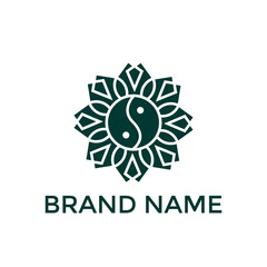 Fototapeta premium Ying Yang Leaf Logo Design Vector