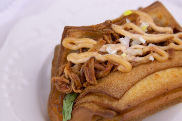 Close up Croissant Sandwich on white background