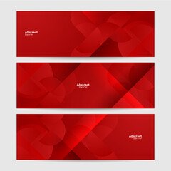 Set of shape geometric red abstract banner design background