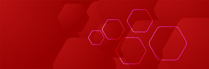 Hexagonal red abstract banner design background