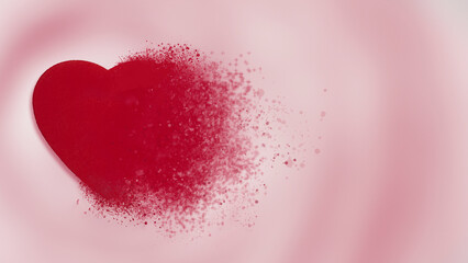heart explosion on a pink background