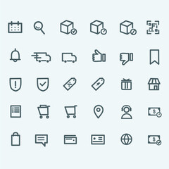 E-commerce line icons set. Modern outline elements, simple symbols collection