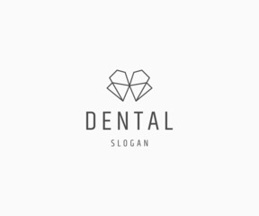 Dental line art logo icon design template vector