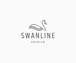 Swan line art logo icon design template
